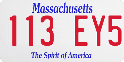 MA license plate 113EY5