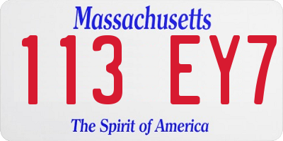 MA license plate 113EY7