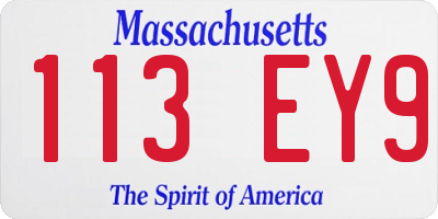MA license plate 113EY9