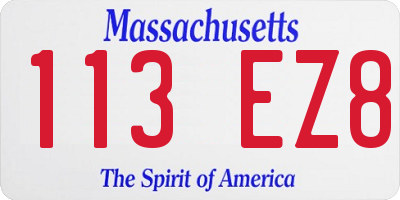 MA license plate 113EZ8