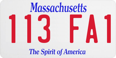 MA license plate 113FA1