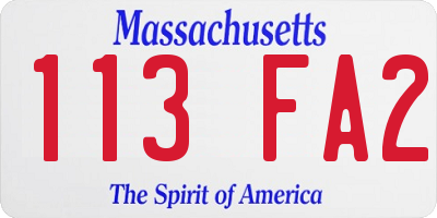 MA license plate 113FA2