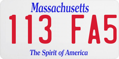 MA license plate 113FA5
