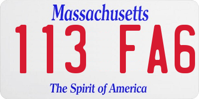 MA license plate 113FA6