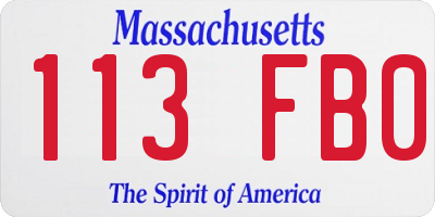 MA license plate 113FB0