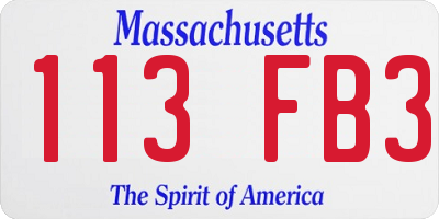 MA license plate 113FB3