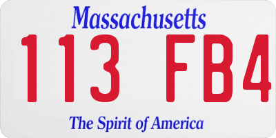 MA license plate 113FB4