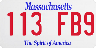 MA license plate 113FB9