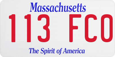 MA license plate 113FC0