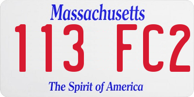 MA license plate 113FC2