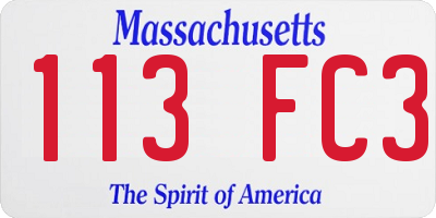 MA license plate 113FC3