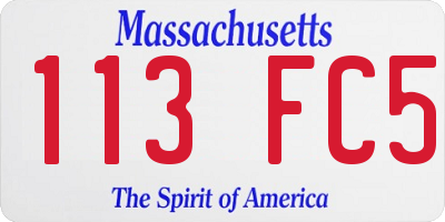 MA license plate 113FC5