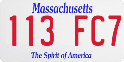 MA license plate 113FC7