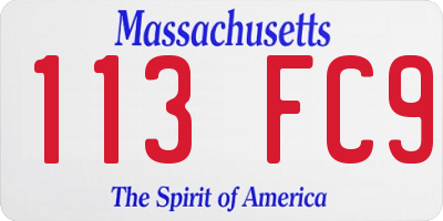 MA license plate 113FC9