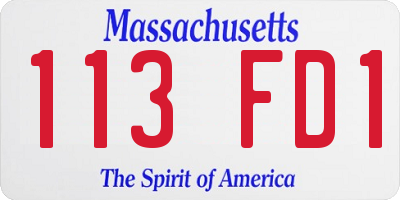 MA license plate 113FD1