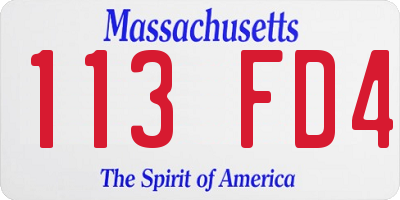 MA license plate 113FD4