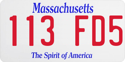 MA license plate 113FD5