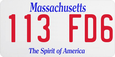MA license plate 113FD6