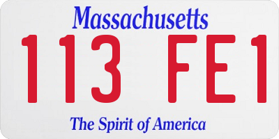 MA license plate 113FE1