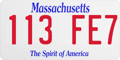 MA license plate 113FE7