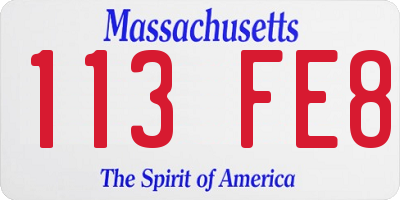 MA license plate 113FE8
