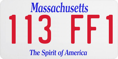 MA license plate 113FF1