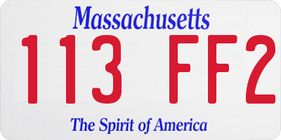 MA license plate 113FF2