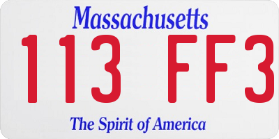 MA license plate 113FF3