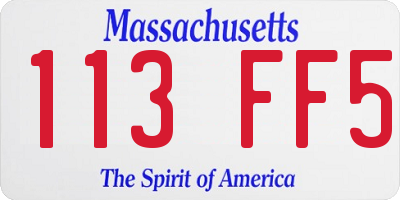MA license plate 113FF5