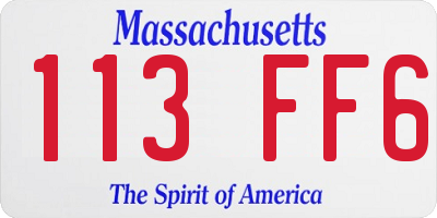 MA license plate 113FF6
