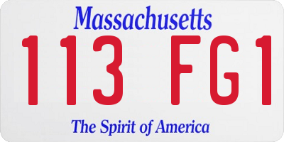 MA license plate 113FG1