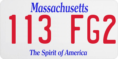 MA license plate 113FG2