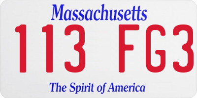MA license plate 113FG3