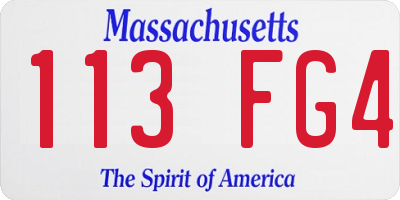 MA license plate 113FG4
