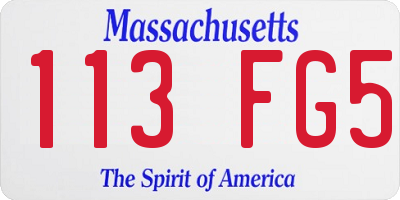MA license plate 113FG5