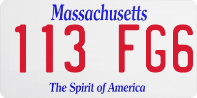 MA license plate 113FG6