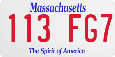 MA license plate 113FG7
