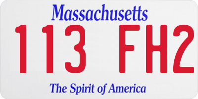 MA license plate 113FH2