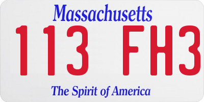 MA license plate 113FH3