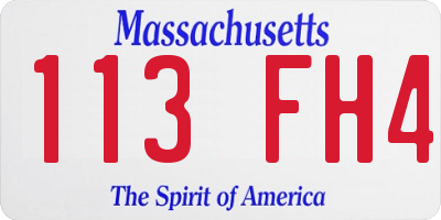 MA license plate 113FH4