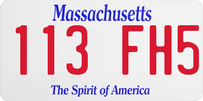 MA license plate 113FH5