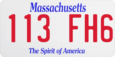 MA license plate 113FH6