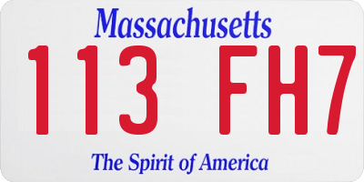 MA license plate 113FH7
