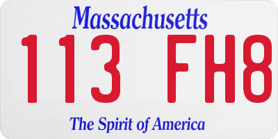MA license plate 113FH8