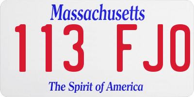 MA license plate 113FJ0