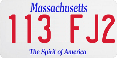 MA license plate 113FJ2