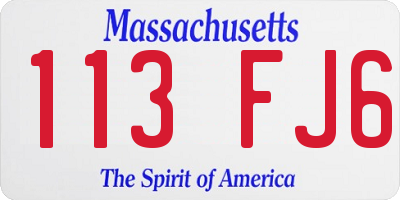 MA license plate 113FJ6