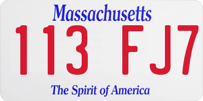 MA license plate 113FJ7