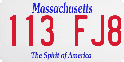 MA license plate 113FJ8