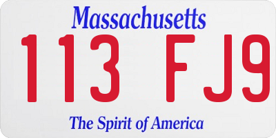 MA license plate 113FJ9